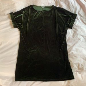 Urban Outfitters green velvet t shirt dress S